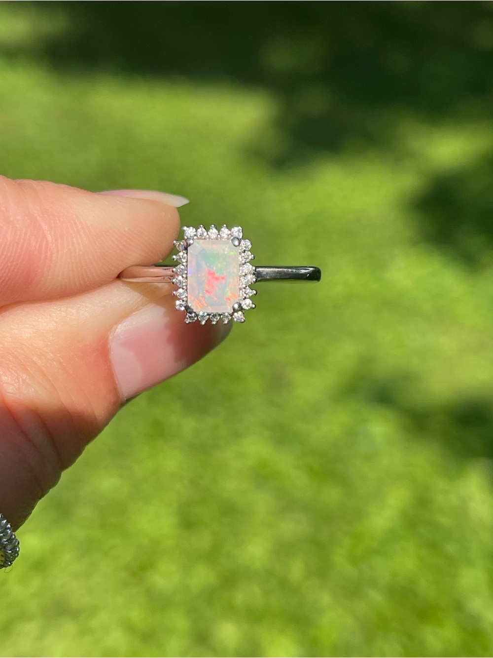 Ethiopian Welo Opal Halo Ring